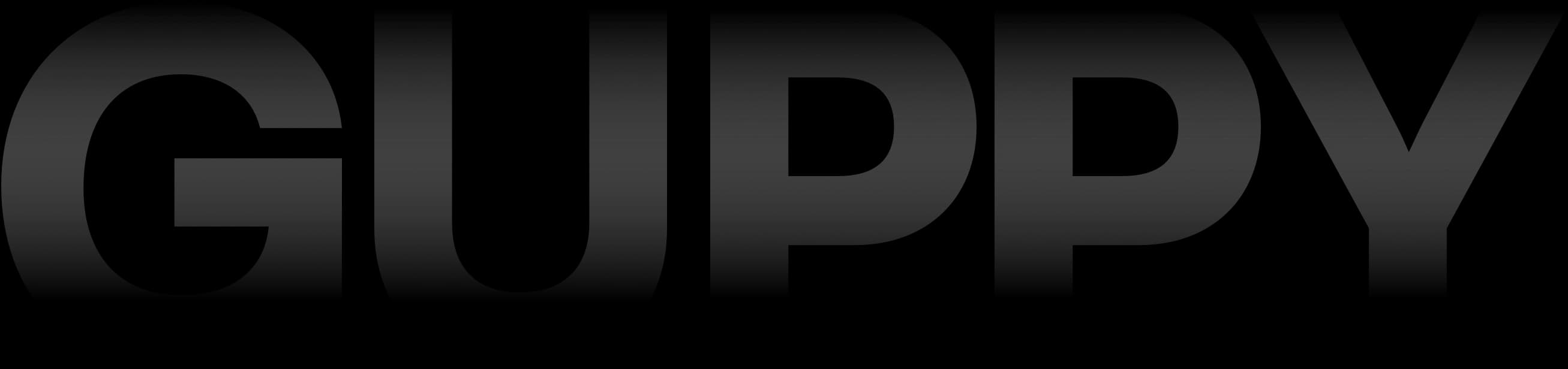Guppy typographic logo wide in a black gradient